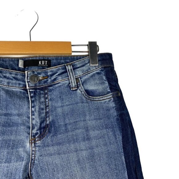 Kut From The Kloth Reese Ankle Crop Straight Leg Two Tone Raw Hem Jeans US 2 - Picture 6 of 15